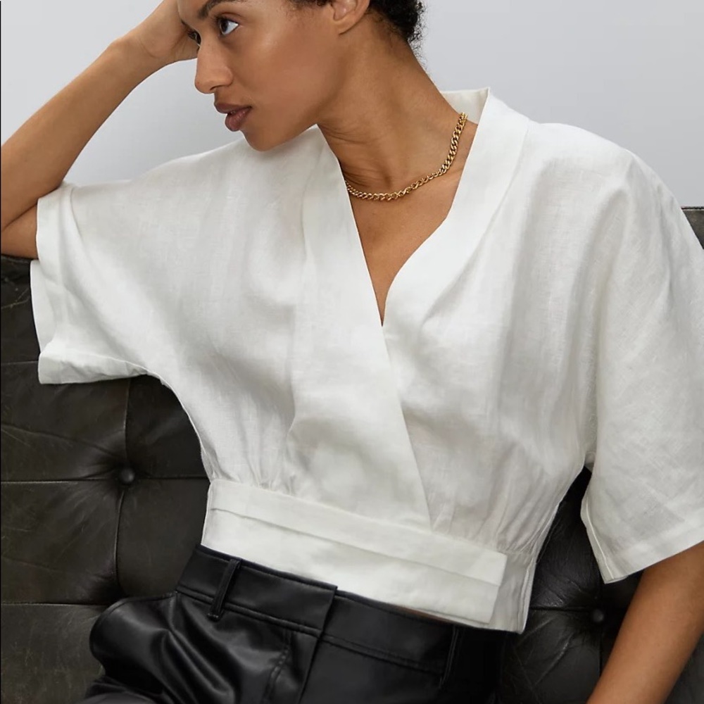 Aritzia White Wrap Top
